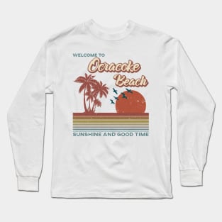 Ocracoke Beach - Ocracoke Beach Retro Sunset Long Sleeve T-Shirt